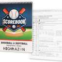Baseball and Softball Scorebook, 35 Games Score Keeping Book for Stats, Baseball Softball Score Book for Coaches, Softball Lineup Cards for Adult, Youth, Little League Scorekeepers