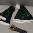 TRIWORKS Christmas Lingerie for Women Santa Dress Costume Set Christmas Sequin Dress with Xmas Hat Belt Gloves (XL, Green)