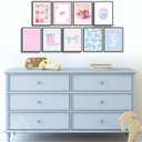 9Pcs Pink Bows Canvas Wall Art Trendy Coquette Bow Cute Cat Wall Decor Pictures Disco Ball Preppy Girly Boots Posters Prints for Bathroom Gallery Dorm Living Bedroom Decoration Unframed (Blue Bows, 8x10inx9pcs)