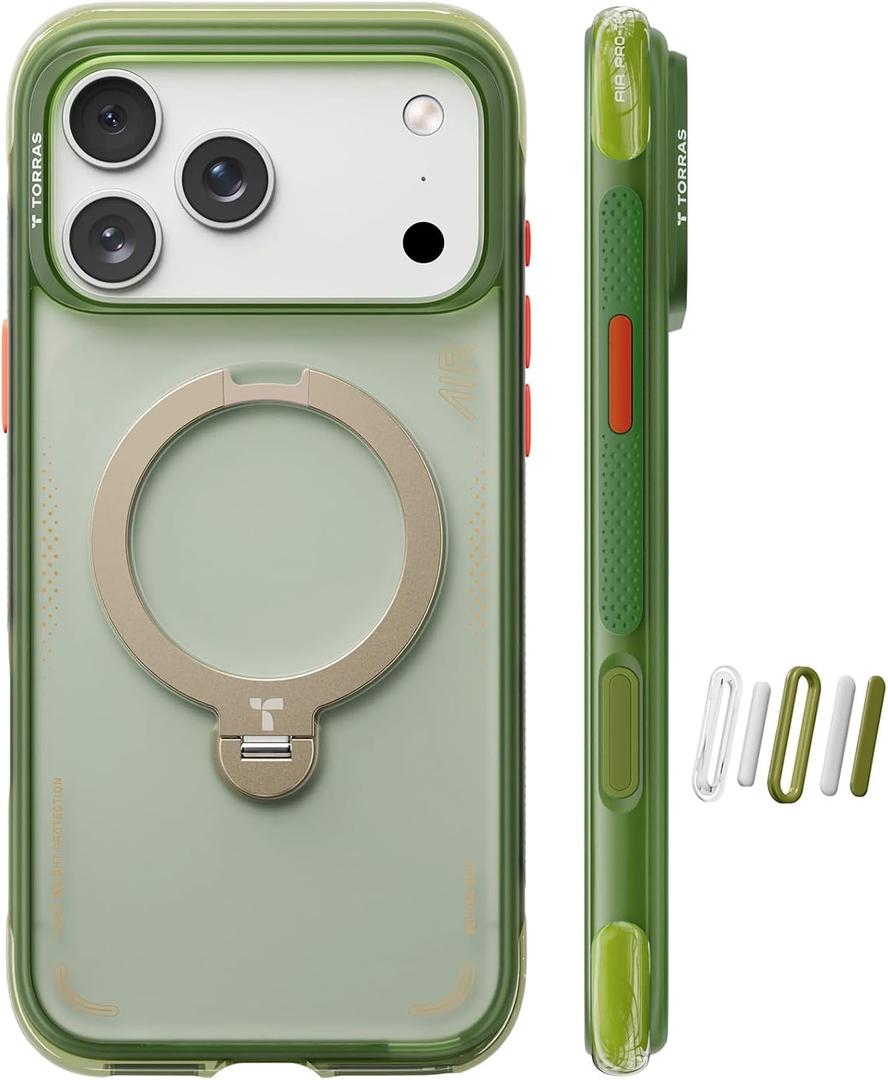 TORRAS Ostand Q3 Air for iPhone 17 Pro Case 6.3 inch with Stronger Magnetic Stand, Fit for Magsafe, Airbags Protection, Camera Control for iPhone 17 Pro Case, Shockproof & Stylish Evergreen