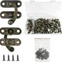 48 Pieces Thickened Solid Hasp Latches Locks Hooks, Antique Vintage Decorative Hasp Latches with Screws for Jewelry Box Wooden Cabinet Door, Cat Door Gate, Zinc Alloy (Bronze-48pieces)