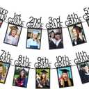 Black Glitter K-12 Graduation Photo Banner Kindergarten to 12th Grade Graduation Picture Banner for Grade Photo Kindergarten Graduation Party Decorations 2026