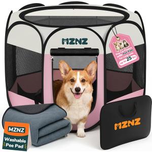 Dog Cat Small Animal Puppy Playpen Crate with Pee Pad, Medium, Pink