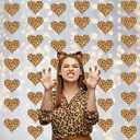 Leopard Print Heart Garlands Cheetah Theme Party Decorations 6Pcs Animal Print Heart Hanging Paper Garland Banners Wild Party Decor for Girls Women Birthday Bachelorette Bridal Shower Supplies
