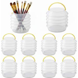 Meekoo 10 Pcs Paint Water Cup Collapsible Paint Brush Washer Plastic Portable Watercolor Brush Holder Foldable Washing Buckets Multifunctional Organizer Cleaner Tool for Watercolor Oil Painting