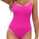 BMJL One Piece Swimsuit Women Scoop Neck Slimming Bathing Suits Long Torso Swimsuits Cheeky Swimwear (Small, Pink 95)