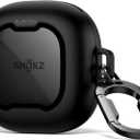SURITCH for SHOKZ New OpenFit 2 Case Cover, Magnetic Locking Cases for SHOKZ OpenFit 2 Open-Ear Headphones, Shockproof Bumper Protective Covers with Carabiner & Keyring & Cleaner Kit, Black