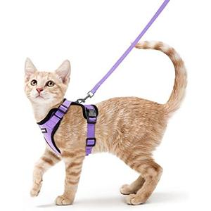 rabbitgoo Cat Harness and Leash for Walking, Escape Proof Soft Adjustable Vest Harnesses for Cats, Easy Control Breathable Reflective Strips Jacket, Light Purple, XS