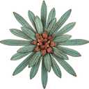 Everydecor Distressed Turquoise with Red Center 3D Metal Flower Wall Art Decor - Hand Painted Teal Rusty Floral Sculpture Hanging Decoration for Home Kitchen Living Room Bedroom Office Indoor Outdoor