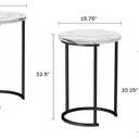Lavish Home Nesting Tables - Set of 3 Round Side Tables for Living Room, Bedroom, or Home Office - Faux Marble End Table Set - Modern Living Room Furniture (White), Small, Medium, Large