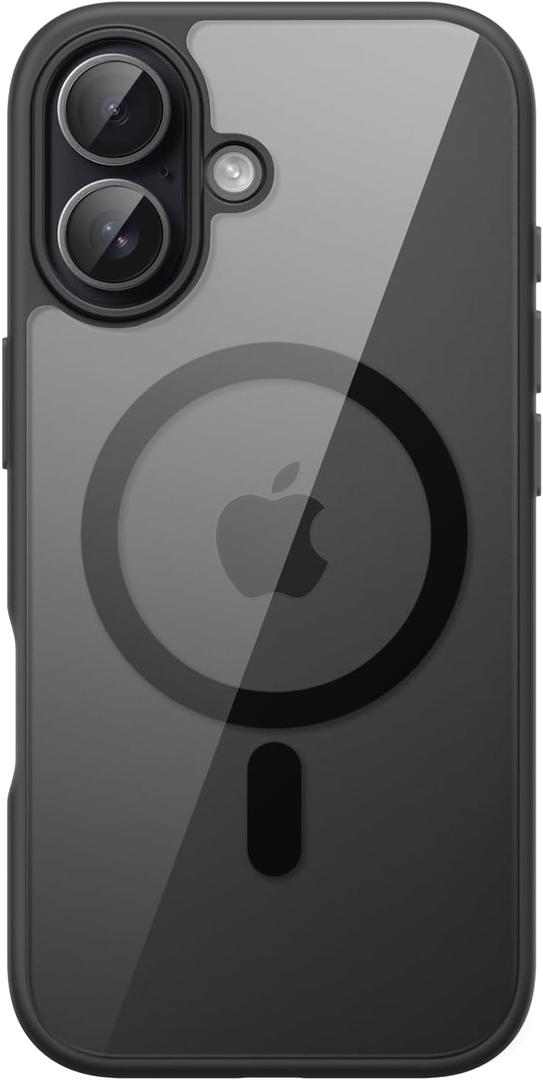 JETech Magnetic Case for iPhone 17 6.3-Inch Compatible with MagSafe, Shockproof Phone Bumper Cover, Solid Color Matte TPU Frame, Anti-Scratch Clear Back (Black)