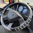 PINCTROT XL Size 17.5-18 in Race Grip Steering Wheel Cover for Semi Truck, Fits RV, Big Rig Trucker, 18 Wheeler and Classic Cars, Anti-Slip Silicone Perforated Design 17.5-18 Inch (Racing Silver)