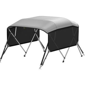 KAKIT Bimini Tops with Mesh Sidewalls (4 Bow 8'L x 54" H x 91"-96" W,Gray)