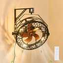 20" Wall Mount Fan with Lights, Wall Mounted Fan with Remote, 360 Adjustable Tilt Plug In Wall Fan, Indoor Industrial Fan Wall Mount for Garage, Bedroom, Workshop, Warehouse, D20"