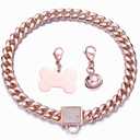 Rose Gold Chain Dog Collar 10MM/14MM Cuban Link Dog Collar Chew Proof Stainless Steel Chain Collar for Small Medium Large Dogs 10-26Inch(14mm,22inch)