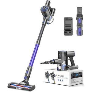 Vacuum Cleaners for Home, Cordless Vacuum Cleaner Powerful Suction with 80000 RPM, Up to 40mins Runtime, Rechargeable, Wall-Mounted, Tangle-Resistant Stick Vacuum for Carpet, Hard Floors