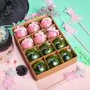 Threehoney 24 Pcs 3.15 Inch/80MM Christmas Witch Ball Ornaments for Tree Glittering Pink and Green Witch Bow Hanging Baubles Ball Christmas Tree Decor Home Xmas Holiday Party Decoration Supplies