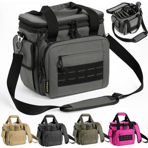 VEAGIA Pistol Range Pack Gun bag Gun case Range bag Gun safe Lockable Double layer explosion proof zipper that Multi pistol soft carrying Bags (Grey 1.0)