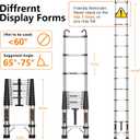 Telescoping Ladder 16.5 FT with 2 Detachable Hooks, 330 lbs Max Capacity