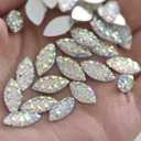 Crystal Button,Buttons, 100pcs Eye Horse Shine Crystal AB Silver Base Sew On Rhinestone Glue on Stones Spacer Buttons for DIY Dress Clothing (Color : Crystal ab, Size : 0.28 * 0.59 in)