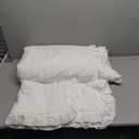 HIARUO 3-Piece King Quilt Set - Soft Warm Ultrasonic Reversible Pleated Ruffled Coverlet Bedspread Set (104 x 90 Inch) with 2 Pillow Sham (20 x 36 Inch), White