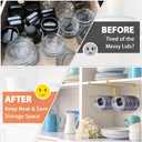 2 Pack Tumbler Lid Organizer, Horizontal Tumbler Lid Storage Hook to Hold Up 20 Lids, Space Saving Cup Lid Holders Under Cabinet Tumbler Lid Hook for Kitchen Organizer, Paper Towel Rack Hanger (Gold)