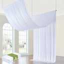 10ft x 20ft Wrinkle Free White Ceiling Drapes for Wedding Parties, 2 Panels Ceiling Tent Canopy Curtains Thick Polyester, 20ft Long Tent Draping Arch Drapery for Birthday Event Decoration