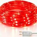 LED Rope Lights, 16.4 Feet Red Flat Flexible Strip Light, Plug in Novelty Lighting, Connectable and Waterproof for Home Christmas Holiday Garden Patio Party Decoration