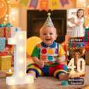 Pooqla 10th Birthday Decorations for Girls Boys, Large 12.6 in Tall Light Up Numbers for 10th Party Decorations Table Decor, Big Marquee Numbers 10th Birthday Gift for Girls Wedding Anniversary Decor