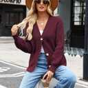 VIMPUNEC Womens Fall Chunky Knit Cardigan Sweaters Casual Button Down Jackets Long Sleeve Oversized Open Front Coats (Red, XL)