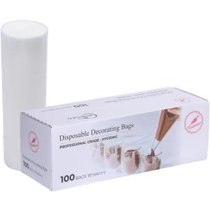 Keenpioneer 18-Inch Piping Bags, Large Capacity, Biobased Disposable Cake Decorating Pastry Bag - Pack of 100