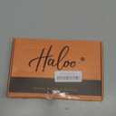 Haloo Blonde Short Bob Wigs with Bangs Shoulder Length Wavy Layered Flipped Ends Natural Looking Medium Synthetic Hair Wig for Women Daily Party, 14 Inch Light Blonde