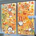 5 x Autumn Glass Window Stickers Autumn Watercolor Pumpkin Maple Leaf Dwarf Card Window Stickers Autumn Thanksgiving Harvest Party Home Decoration