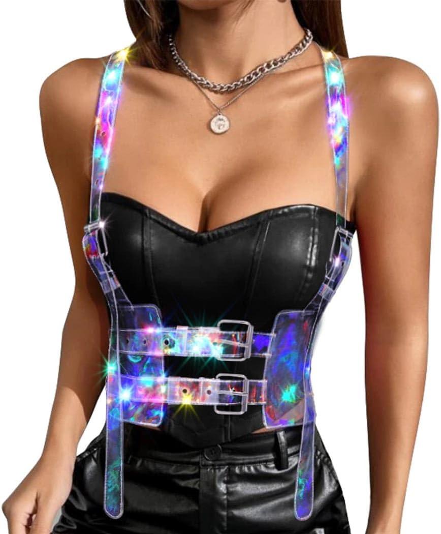 REETAN Harness Belts Fashion Light Up Waist Corset for Women