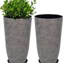QCQHDU 9 Gallon Tall Large planters for Outdoor/Indoor Plants of 12" Dia x 21" H (Colored Limestone, 21IN)