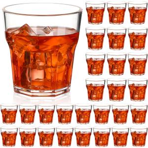 Tioncy 30 Pcs 9 oz Acrylic Whiskey Glasses Shot Glasses For liqueur Unbreakable Stackable Beer glass for Drinking Water Vodka Cocktail Beer Party Bar