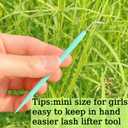 Metal Lash Lift Tool Set 2 pcs, Upgrade Eyelash Separate Tools With Groove Like Y Brush, Lash Comb Mini Size For Females Small Hand Popular Eyelash Lifting Stick Pink + Blue - Reusable 1000 Usage