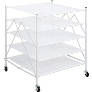 STORAGE MANIAC Sweater Drying Rack, Mesh Clothes Drying Rack, Stackable Laundry Drying Rack, Lay Flat Dryer for Delicates, Portable Dry Rack for Indoor or Outdoor, White, 5 Tier Foldable