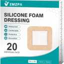 20Pcs Silicone Foam Dressing 4x4 Gentle Border, Waterproof Silicone Bandages for Wounds Care, Bed Sore Patches, Super Absorbent Wound Dressing, Self Adhesive Pressure Sore Pads