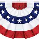 1 Pack 3x6 FT USA Pleated Fan Flag, American Bunting Flag Patriotic Half Fan Banner 4th of July Decorations Outdoor Memorial Day Decor Fourth July Independence Day Outside Red White and Blue Decor