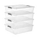 Party Club of America 4 Pack 10QT Clear Plastic Storage Bins with Lids Stackable Storage Box for Crafts, Supplies Clear File Box Plastic Container Bins for Organizing (Large 4Pack)