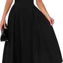 OFEEFAN Summer Dresses for Women Square Neck Corset A Line Maxi Dress Ruffle Ruched Waist Flowy Outfits, SIze XL