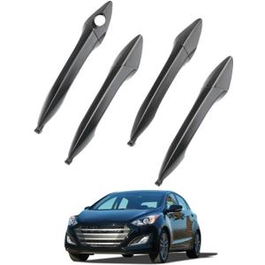 Exterior Door Handle Set (4PCS), Compatible with 2011-2016 Hyundai Elantra, Front & Rear Left Driver & Right Passenger Outside Door Handles, Replace# 826513X000, 826523X000, 826623X020, 836523X020 (Black)