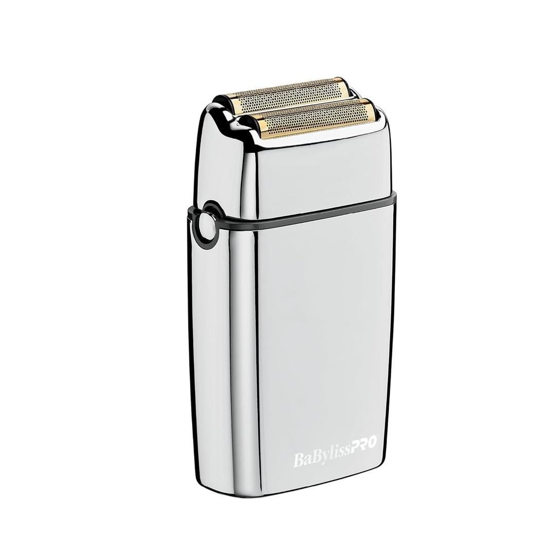 BaBylissPRO METALFX Double Foil Shaver, Handheld Electric Razor for Travel, Portable Cordless Close Face Shaver for Head, Beard, & Neck (Silver)