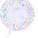 Baby Girl Sun Hat Toddler Beach Hats with UPF 50+ Protective Infant Summer Hat with Wide Brim Baby Girls Bucket Hat (6-12 Months, Pink Stripe + Beige Stripe)