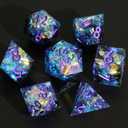 Mini Planet DND Sharp Edge Polyhedral Dungeons and Dragons Iridescent Handmade Dice Set
