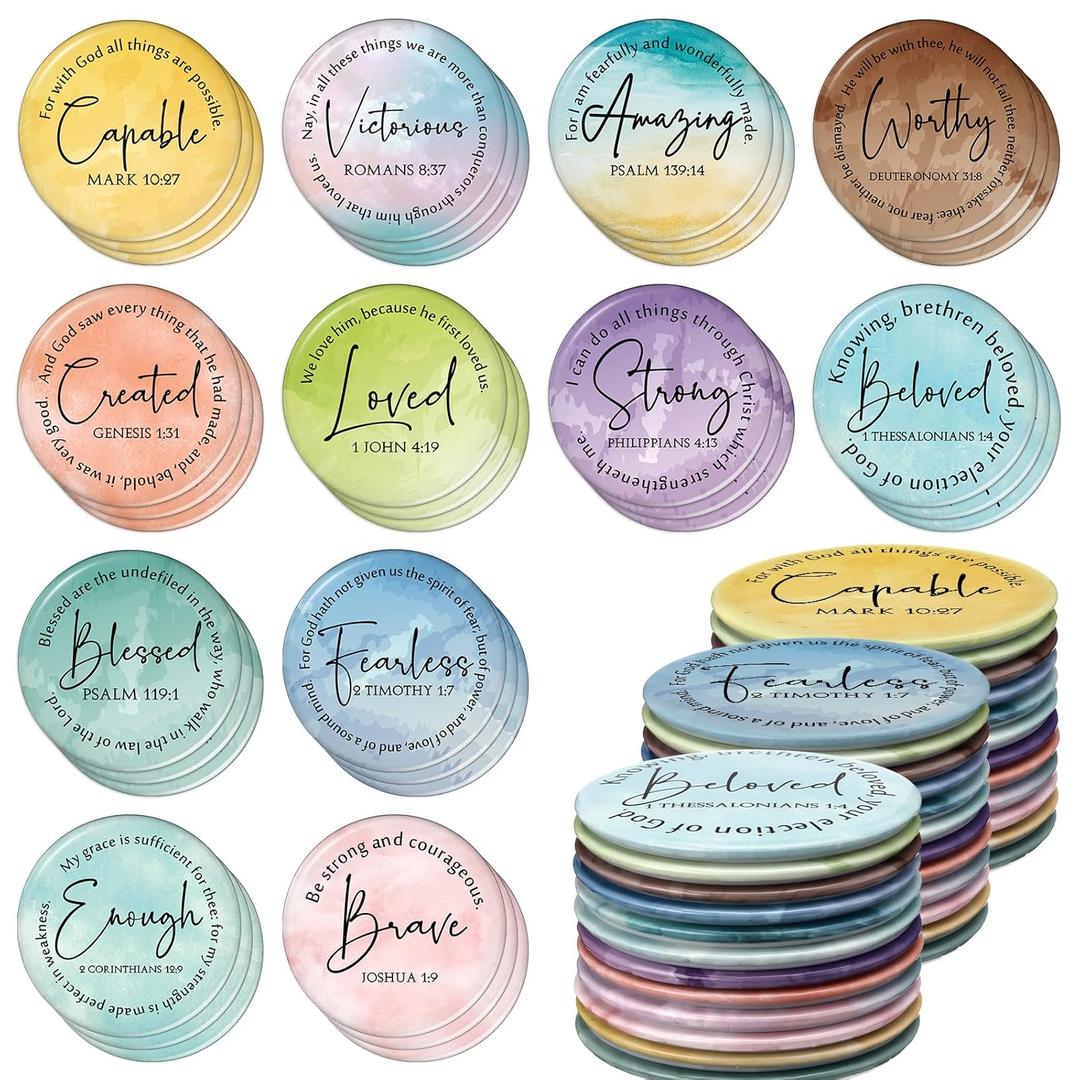 Geelin 36 Pcs Mother's Day Christian Gifts Bulk Mini Compact Mirrors for Women Bible Verse Scripture Portable Purse Mirrors Religious Gift for Mother Mom History Month Church Party Favor (Assorted)