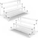 ULENDIS 2 Pack 4 Tier Clear Acrylic Display Risers Stand Shelf, Acrylic Stands for Display for Collectibles Cupcakes Perfumes Jewel, Tabletop Cupcake Stand for Decorating & Organizing