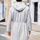 ZIWOCH Mens Trench Coat Wool Blend Hoodie Long Jacket Full Zip Winter Classic Business Overcoat (Gray)