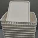 White Plastic Storage Baskets with Lids 12 Pack Stackable Storage Bins Containers for Shelves Organizing, Cute Decorative Storage Boxes for Classroom, Playroom, Closet, Pantry